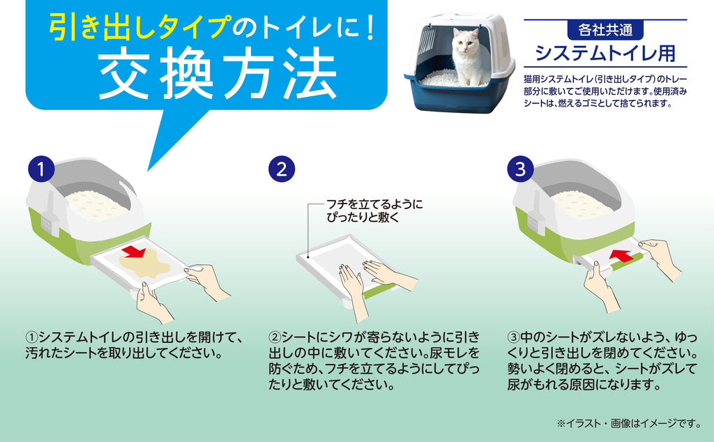 Pet&me 猫用システムトイレシート（消臭・吸収タイプ）クエン酸配合 43×29cm 厚型30枚 / 薄型48枚
