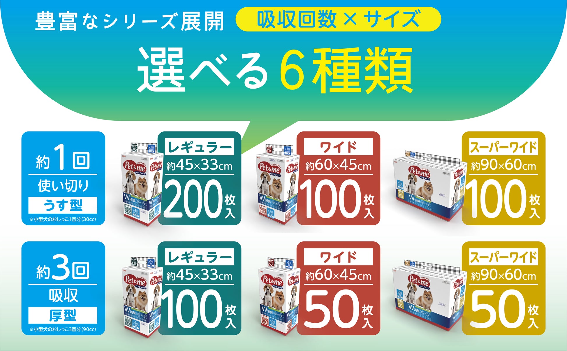 Pet&me ペットシーツ ダブル消臭 選べる6種類 薄型・厚型　