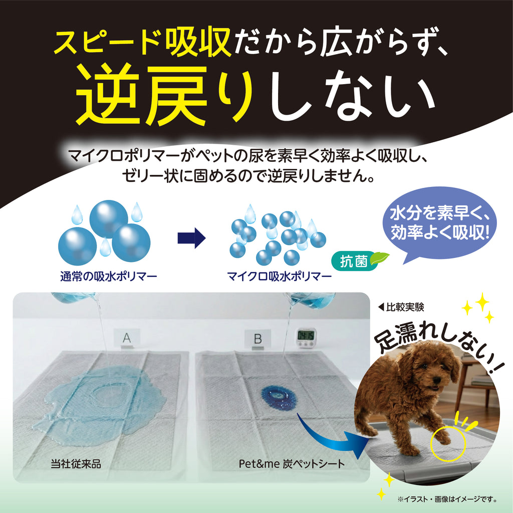 ペットアンドミー 炭シート採用 ペットシーツ 超強力消臭 5回吸収 7層構造 全面接着（3サイズ展開）