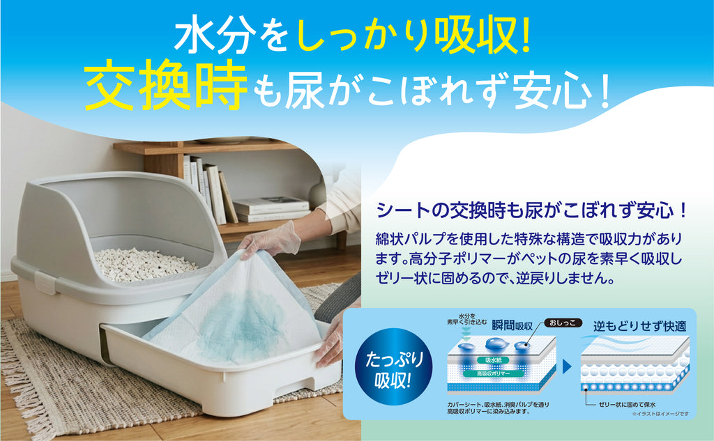 Pet&me 猫用システムトイレシート（消臭・吸収タイプ）クエン酸配合 43×29cm 厚型30枚 / 薄型48枚